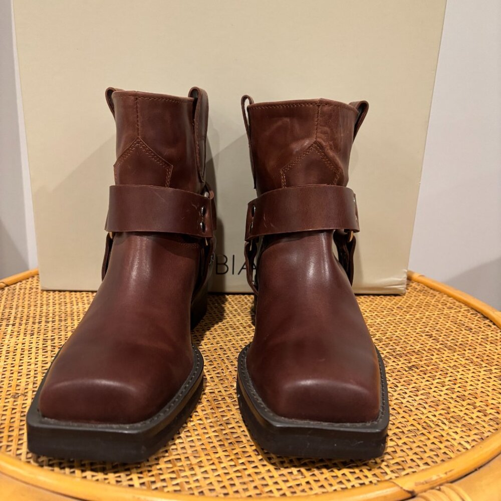 Tony Bianco Bikey Saddle Wax Leather Moto Boot - Picture 2 of 5